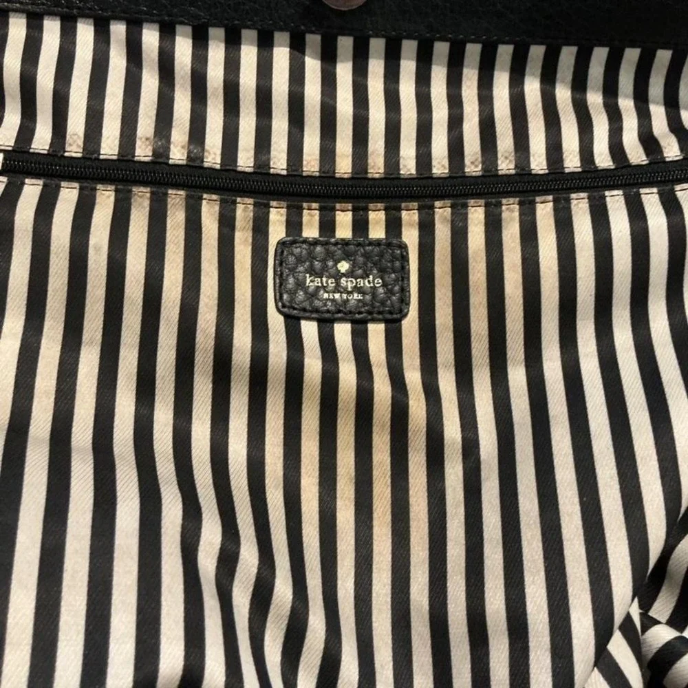 Kate Spade Tote‎ Bag Womens Medium Black Pebbled Leather Fair Tassel Zip Pocket